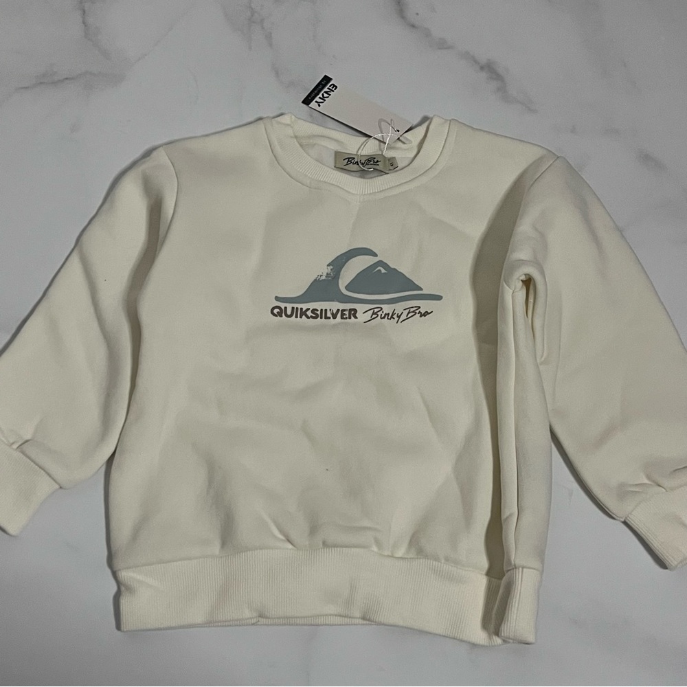 New Binky Bro x Quicksilver Mountain Crewneck Sweatshirt in White 4T - Picture 2 of 5